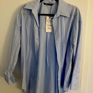 Zara blue button down shirt NWT